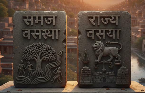 व्यवस्था में दो अलग-अलग विभाग होते हैं—एक समाज व्यवस्था...